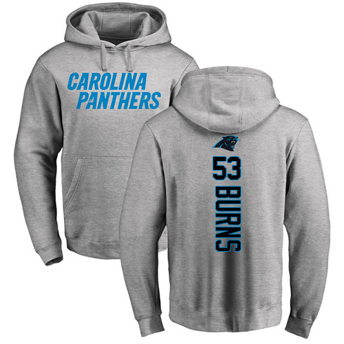 Carolina Panthers Men Ash Brian Burns Backer NFL Football 53 Pullover Hoodie Sweatshirts